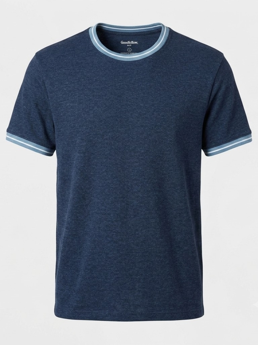 Goodfellow & Co Men's Large Blue Ringer Tee - Standard Fit Crew Neck T-Shirt
